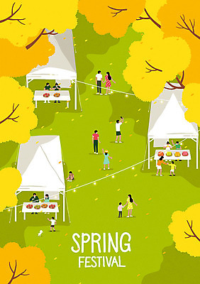 전신 나무 배너템플릿 여자 남자 꽃 포스터 어린이 일러스트 사람 여러명 성인 연두색 노란색 축제 봄 현수막 산수유 지역축제 봄축제 대한민국축제 국내일러스트 AI파일 식물 템플릿 배너 계절 컬러 다수 초록색 파일형식 벡터