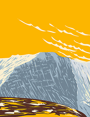 JPG 해외이미지 일러스트 자연 하늘 영국 웨일즈 산 국립공원 사람없음 그림 카툰스타일 산맥 해외일러스트 공원 유럽 생태계 파일형식 이미지허브