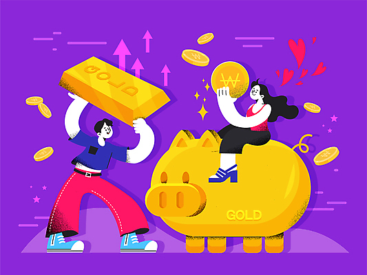 전신 여자 남자 화살표 일러스트 서기 들기 앉기 성인 두명 경제 보라색 동전 돼지저금통 하트 시세 황금 재테크 상승 금화 금괴 성인만 황금돼지 국내일러스트 AI파일 모양 컬러 컨셉 돈 모션 사람 금융 저금통 돼지 파일형식 벡터