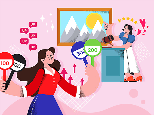 전신 여자 화살표 분홍색 액자 말풍선 일러스트 산 서기 들기 상반신 성인 두명 경제 태양 팻말 하트 가리킴 재테크 그림 작품 상승 예술품 의사봉 단상 경매 성인여자만 국내일러스트 AI파일 자연요소 모양 컬러 컨셉 모션 프레임 미술 사람 손짓 금융 여자만 성인만 파일형식 벡터