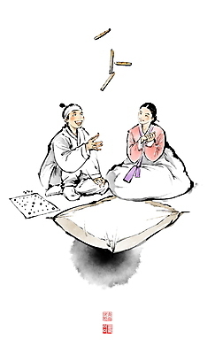 전신 PSD 한국전통 부부 여자 남자 겨울 일러스트 캘리그라피 남편 붓터치 방석 앉기 성인 두명 전통놀이 아내 던지기 윷 윷놀이 한복 동양화 즐거움 번짐 낙관 윷판 성인만 국내일러스트 전통 커플 계절 감정 모션 놀이 한국 미술 사람 전통의상 파일형식 효과