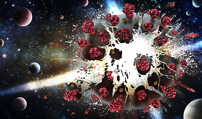 PSD 지구 일러스트 사람없음 빛 우주 검은색 손상 행성 바이러스 끝 폭발 사회이슈 소멸 코로나바이러스 델타변이바이러스 국내일러스트 컬러 컨셉 파일형식