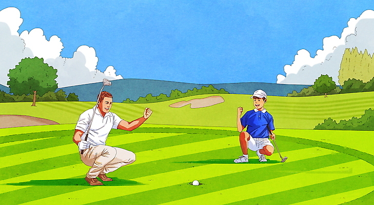 전신 PSD 나무 구름 남자 어린이 골프 일러스트 골프장 필드 하늘 골프공 골프클럽 소년 성인 두명 주먹 기쁨 골프채 잡기 구멍 골프웨어 즐거움 웅크림 캡모자 좋음 남자만 국내일러스트 자연요소 식물 모자_잡화 옷 감정 컨셉 공 스포츠시설 모션 골프용품 사람 구기 파일형식