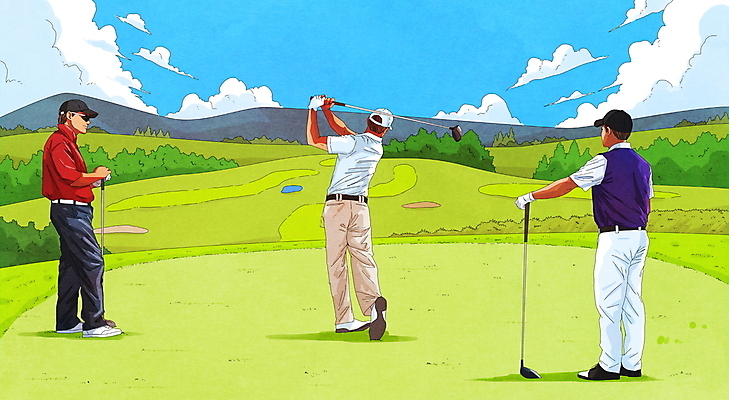 전신 PSD 구름 남자 골프 일러스트 골프장 필드 하늘 골프클럽 서기 성인 세명 골프채 잡기 풀 스윙 골프웨어 캡모자 성인남자만 국내일러스트 자연요소 식물 모자_잡화 옷 포즈 스포츠시설 모션 골프용품 사람 구기 남자만 성인만 파일형식