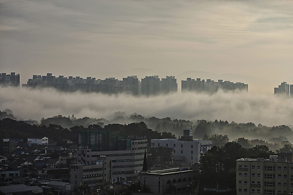 포토 JPG 주간 구름 하늘 아파트 풍경 빌딩 사람없음 야외 고요 새벽 안개 도시 일산 국내포토 자연요소 날씨 주택 건물 경기도 파일형식