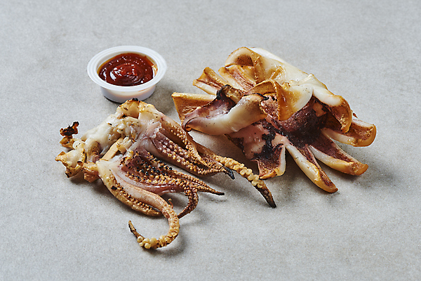 포토 JPG 스튜디오촬영 회색배경 디저트 실내 사람없음 고추장 소스그릇 휴게소 반건조오징어 국내포토 그릇 음식 백그라운드 휴식 내부 회색 양념 오징어 건어물 파일형식