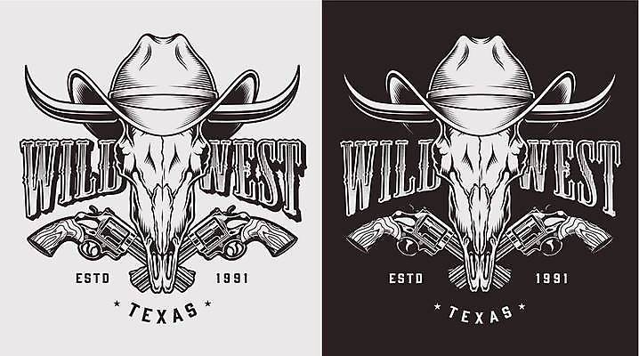 EPS 해외이미지 알파벳 별 백그라운드 일러스트 뼈 흑백 타이포그라피 사람없음 검은색 총 흰색 빈티지 카우보이 심볼 복고 카우보이모자 서부 해외일러스트 자연요소 문자 모자_잡화 영어 무기 컬러 컨셉 촬영기법 파일형식 벡터 이미지허브