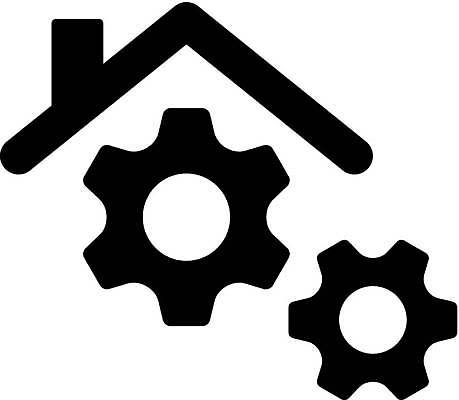 EPS 해외이미지 일러스트 비즈니스 사람없음 톱니바퀴 집모양 스마트홈 해외일러스트 모양 파일형식 벡터 AI_인공지능 이미지허브