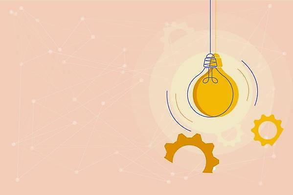 EPS 해외이미지 백그라운드 일러스트 전구 프레임 사람없음 톱니바퀴 카피스페이스 해외일러스트 공백 파일형식 벡터 이미지허브