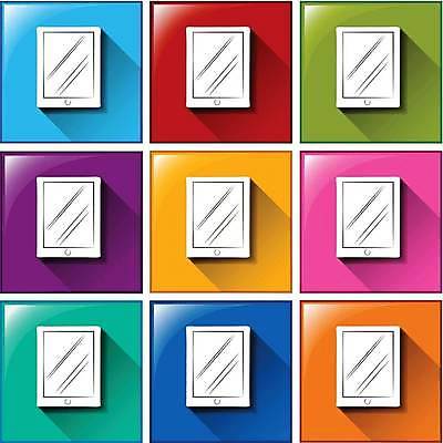 EPS 해외이미지 일러스트 버튼 사람없음 컬러풀 태블릿 해외일러스트 컬러 전자제품 스마트기기 파일형식 벡터 이미지허브