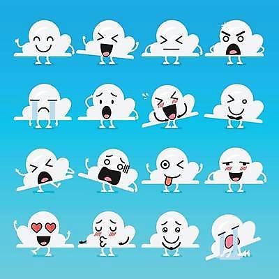 EPS 해외이미지 캐릭터 감정 하늘색 일러스트 날씨 표정 사람없음 세트 만화 이모티콘 해외일러스트 일러캐릭터 파란색 파일형식 벡터 이미지허브