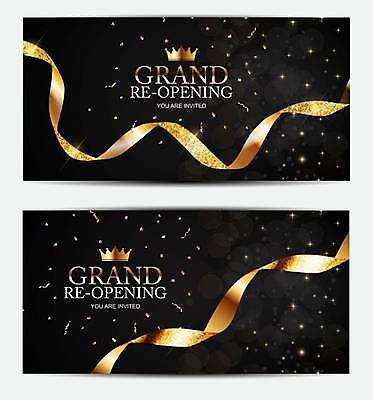 EPS 해외이미지 리본 백그라운드 일러스트 이벤트 사람없음 검은색 금색 고급 꽃가루 오픈행사 해외일러스트 컬러 컨셉 오픈 가루 파일형식 벡터 이미지허브