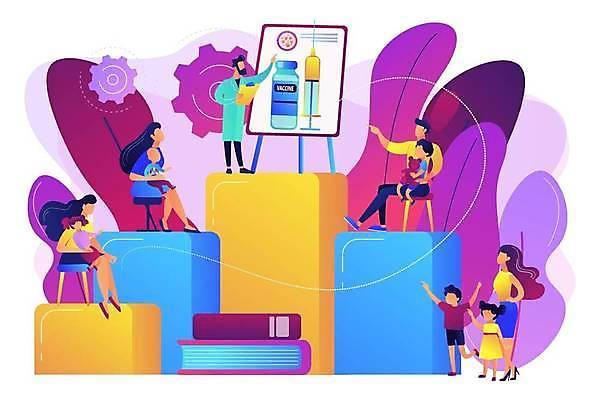 EPS 해외이미지 전신 여자 교육 남자 어린이 일러스트 수업 서기 들기 앉기 소년 여러명 성인 부모 약 만세 의사 면역력 백신 예방접종 예방주사 해외일러스트 다수 의학 가족 모션 주사기 사람 의료진 예방 접종 파일형식 벡터 이미지허브