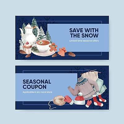 EPS 해외이미지 영어 일러스트 타이포그라피 사람없음 파란색 티켓 털실 찻잔 찻주전자 스웨터 상품권 코코아 방한용품 산타양말 진저맨 해외일러스트 문자 음료 컬러 상의 주전자 잔 실 오브젝트 진저쿠키 파일형식 벡터 이미지허브