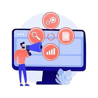 EPS 해외이미지 전신 남자 화살표 일러스트 비즈니스 돋보기 그래프 한명 성인 모니터 확성기 톱니바퀴 파일 성인남자한명만 해외일러스트 1 사람 컴퓨터 남자한명만 성인남자만 파일형식 벡터 이미지허브