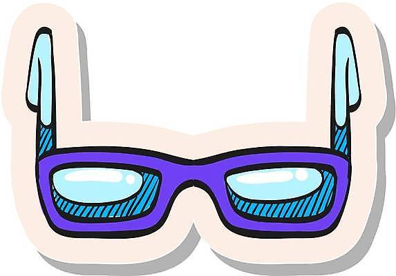 EPS 해외이미지 안경 하늘색 스티커 일러스트 사람없음 보라색 심볼 해외일러스트 잡화 컬러 파란색 파일형식 벡터 이미지허브