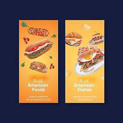 EPS 해외이미지 리플렛 일러스트 방울토마토 수채화 치즈 샌드위치 사람없음 노란색 식당 미국 핫도그 바질 미국음식 페스츄리 해외일러스트 음식 빵 컬러 북아메리카 토마토 유제품 패스트푸드 서양음식 상점 파일형식 벡터 이미지허브