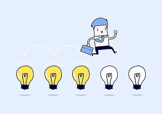 EPS 해외이미지 전신 남자 하늘색 서류가방 일러스트 전구 아이디어 한명 들기 성인 노란색 점프 비즈니스맨 비즈니스캐릭터 성인남자한명만 해외일러스트 일러캐릭터 캐릭터 1 컬러 컨셉 가방 비즈니스 모션 사람 파란색 직장인 남자한명만 성인남자만 파일형식 벡터 이미지허브