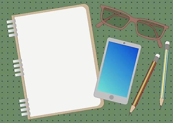 EPS 해외이미지 안경 백그라운드 일러스트 프레임 사람없음 스마트폰 연필 공책 카피스페이스 해외일러스트 잡화 문구용품 학용품 핸드폰 스마트기기 필기구 공백 파일형식 벡터 이미지허브