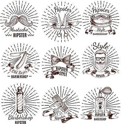 EPS 해외이미지 남자 리본 얼굴 일러스트 나비넥타이 한명 성인 세트 라벨 머리빗 향수 콧수염 머리손질 헤어관리 면도칼 미용가위 이발소회전등 성인남자한명만 안경낌 해외일러스트 1 안경 넥타이 조명 수염 프레임 가위_도구 사람 신체부위 뷰티 화장품 미용용품 면도 남자한명만 성인남자만 파일형식 벡터 이미지허브