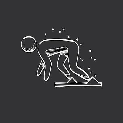 EPS 해외이미지 디자인 일러스트 사람모양 사람없음 달리기 검은색 스타팅블록 출발자세 해외일러스트 모양 스포츠용품 컬러 포즈 모션 파일형식 벡터 이미지허브