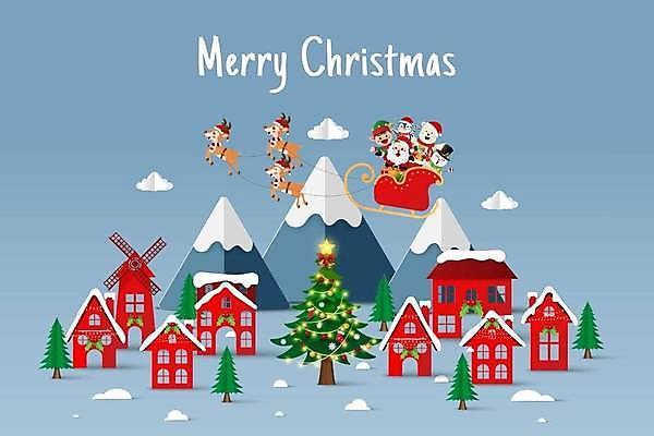 EPS 해외이미지 크리스마스 겨울 일러스트 사람없음 산타클로스 눈 페이퍼아트 산타캐릭터 해외일러스트 일러캐릭터 자연요소 캐릭터 계절 기념일 날씨 파일형식 벡터 이미지허브