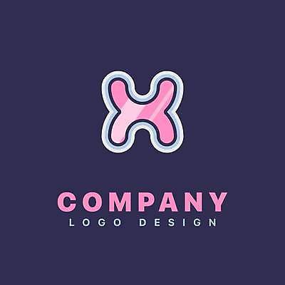 EPS 해외이미지 템플릿 디자인 분홍색 일러스트 회사 파란색 X 편지 제비꽃 심볼 사인 해외일러스트 알파벳 꽃 컬러 비즈니스 파일형식 벡터 이미지허브