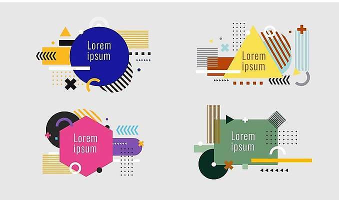 EPS 해외이미지 도형 디자인 일러스트 프레임 사람없음 그래픽 세트 컬러풀 기하학 해외일러스트 컬러 무늬 파일형식 벡터 이미지허브