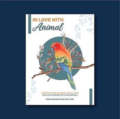 EPS 해외이미지 한마리 포스터 잎 일러스트 사람없음 흰색 나뭇가지 앵무새 청록색 해외일러스트 나무 식물 1 컬러 조류 파일형식 벡터 이미지허브