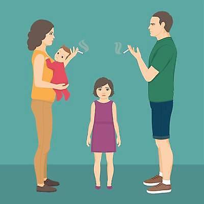 EPS 해외이미지 전신 여자 남자 딸 아들 어린이 일러스트 안기 엄마 흡연 담배 서기 들기 여러명 성인 부모 아기 찡그림 아빠 금연 담배꽁초 흡연금지 들어올리기 간접흡연 해외일러스트 캠페인 다수 가족 모션 표정 사람 금지 사회이슈 파일형식 벡터 이미지허브