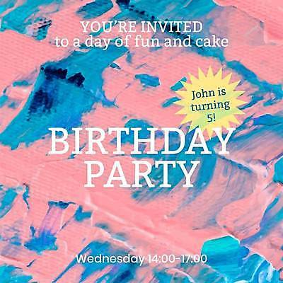 EPS 해외이미지 포스터 분홍색 백그라운드 일러스트 타이포그라피 사람없음 파란색 생일파티 포스터템플릿 해외일러스트 템플릿 문자 컬러 생일 파일형식 벡터 이미지허브