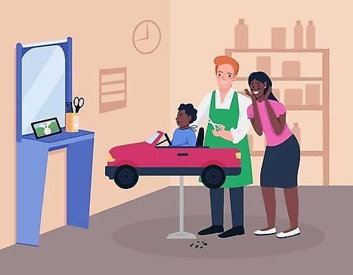 EPS 해외이미지 전신 응시 여자 남자 어린이 의자 일러스트 자동차 엄마 서기 들기 앉기 소년 상반신 성인 세명 태블릿 손들기 기쁨 미용실 미용사 만족 머리손질 미용가위 자동차모형 해외일러스트 직업 시선 감정 육상교통 가구 가족 모션 가위_도구 사람 전자제품 스마트기기 뷰티 모형 미용용품 뷰티샵 파일형식 벡터 이미지허브