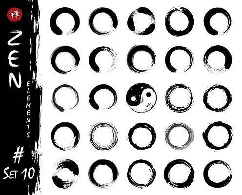 EPS 해외이미지 일러스트 붓터치 사람없음 세트 검은색 원형 질감 그런지 해외일러스트 도형 컬러 파일형식 벡터 이미지허브