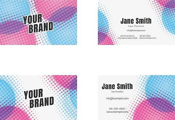 EPS 해외이미지 디자인 분홍색 일러스트 비즈니스 명함 명함템플릿 사람없음 파란색 원형 가로명함 해외일러스트 도형 템플릿 컬러 파일형식 벡터 이미지허브