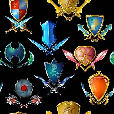 EPS 해외이미지 디자인 무기 일러스트 사람없음 그래픽 다양 게임 칼 오브젝트 소재 방패 엘리먼트 해외일러스트 다수 놀이 파일형식 벡터 이미지허브