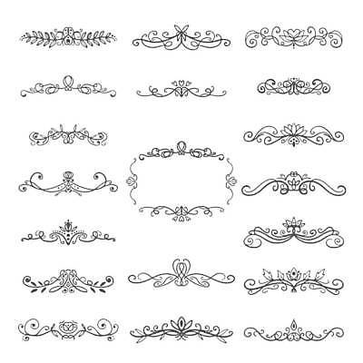 EPS 해외이미지 디자인 일러스트 추상 사람없음 세트 검은색 빈티지 고딕 바로크 엘리먼트 해외일러스트 컬러 컨셉 무늬 파일형식 벡터 이미지허브