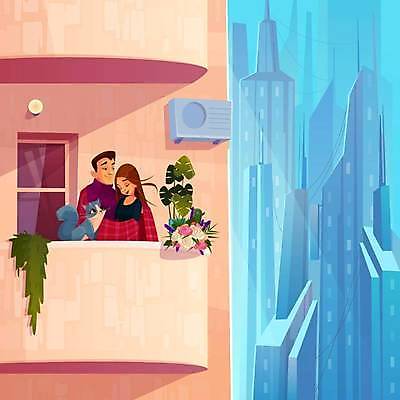 EPS 해외이미지 식물 커플 여자 남자 꽃 화분 하늘색 일러스트 포옹 미래 함께함 사랑 성인 두명 도시풍경 고층빌딩 고양이 발코니 도시 담요 리빙 성인만 반려묘 코랄 해외일러스트 감정 컬러 컨셉 포유류 관계 안기 사람 풍경 빌딩 파란색 반려동물 파일형식 벡터 이미지허브