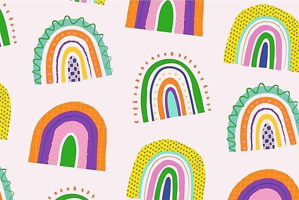 EPS 해외이미지 백그라운드 무지개 패턴 일러스트 사람없음 컬러풀 펑키 해외일러스트 자연요소 컬러 무늬 파일형식 벡터 이미지허브