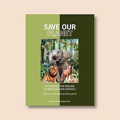 EPS 해외이미지 포스터 야생동물 여러마리 일러스트 사슴 코끼리 사람없음 연두색 토끼 덩굴 숲속 사자 해외일러스트 식물 동물 다수 포유류 초록색 반려동물 숲 파일형식 벡터 이미지허브