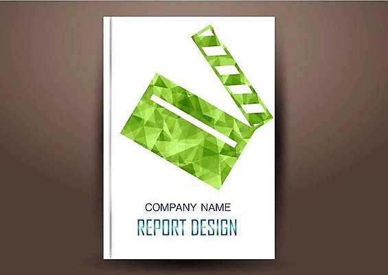 EPS 해외이미지 표지디자인 표지 북커버 일러스트 비즈니스 사람없음 책 연두색 클래퍼보드 폴리곤 표지샘플 해외일러스트 초록색 파일형식 벡터 이미지허브