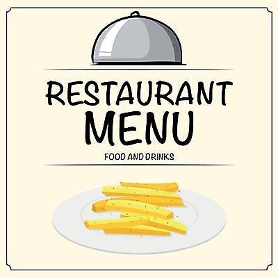 EPS 해외이미지 일러스트 사람없음 노란색 레스토랑 감자튀김 메뉴 쟁반덮개 해외일러스트 컬러 감자 식당 튀김 덮개 파일형식 벡터 이미지허브