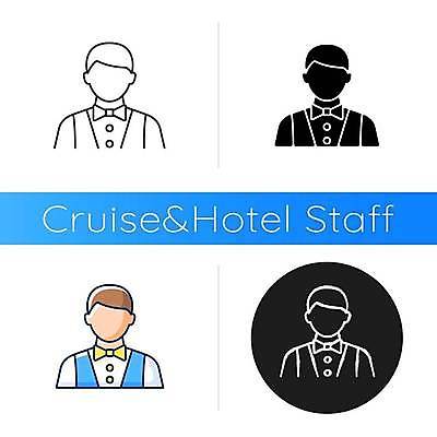 EPS 해외이미지 일러스트 호텔 사람모양 사람없음 플랫 크루즈 웨이터 직원 서비스 호텔리어 해외일러스트 모양 직업 배_교통 숙소 파일형식 벡터 이미지허브