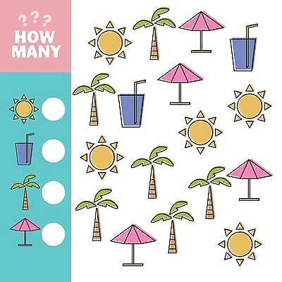 EPS 해외이미지 어린이교육 일러스트 놀이 사람없음 야자수 태양 파라솔 물컵 그림 유아교육 해외일러스트 자연요소 나무 교육 컵 파일형식 벡터 이미지허브