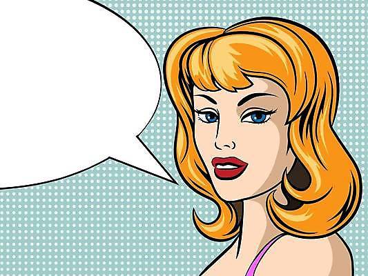 EPS 해외이미지 여자 말풍선 일러스트 말하기 미술 한명 상반신 성인 공백 만화 복고 팝아트 코믹 카툰스타일 팝 성인여자한명만 해외일러스트 1 모션 문화예술 사람 그림 여자한명만 성인여자만 파일형식 벡터 이미지허브