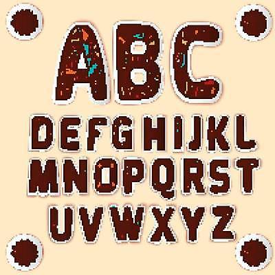 EPS 해외이미지 디자인 알파벳 영어 일러스트 대문자 타이포그라피 사람없음 세트 갈색 플랫 조합형타이포 픽셀 해외일러스트 문자 컬러 파일형식 벡터 이미지허브