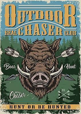 EPS 해외이미지 나무 한마리 디자인 포스터 일러스트 화살 사람없음 빈티지 숲 질감 사냥 멧돼지 대칭 해외일러스트 식물 1 컨셉 포유류 파일형식 벡터 이미지허브