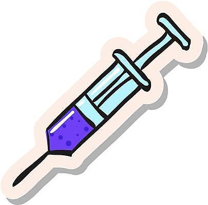 EPS 해외이미지 하늘색 스티커 일러스트 주사기 사람없음 보라색 심볼 해외일러스트 컬러 의료기기 파란색 파일형식 벡터 이미지허브