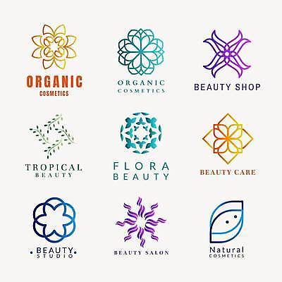 EPS 해외이미지 디자인 꽃무늬 일러스트 사람없음 세트 뷰티 뷰티샵 심볼 브랜딩 해외일러스트 꽃 무늬 상점 파일형식 벡터 이미지허브