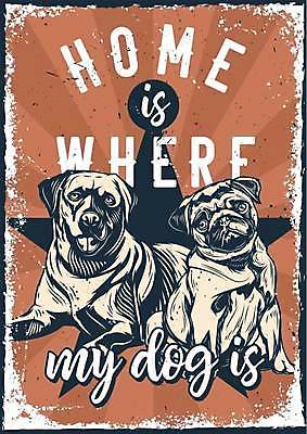 EPS 해외이미지 디자인 포스터 별 반려견 두마리 일러스트 사람없음 주황색 빈티지 강아지 래브라도리트리버 불독 해외일러스트 자연요소 컬러 컨셉 2 반려동물 개 리트리버 파일형식 벡터 이미지허브