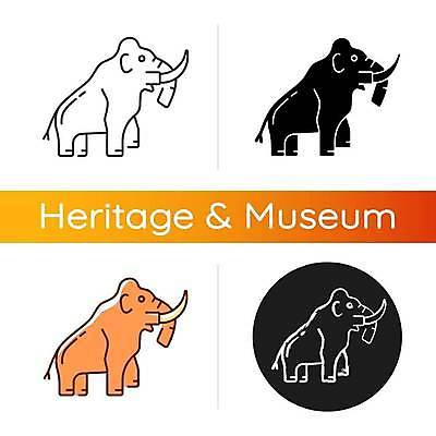 EPS 해외이미지 일러스트 사람없음 플랫 박물관 고생물 멸종위기동물 매머드 해외일러스트 동물 생물 파일형식 벡터 멸종위기종 이미지허브